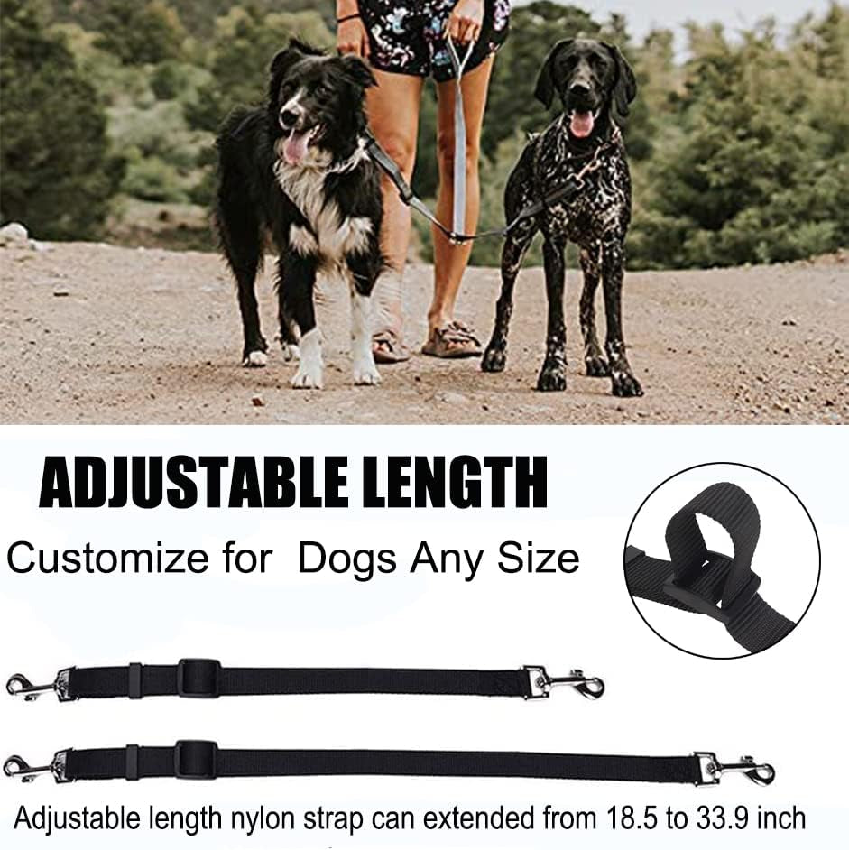 Adjustable Dual Dog Leash with No-Tangle Design for Two Dogs, Suitable for Large and Small Breeds